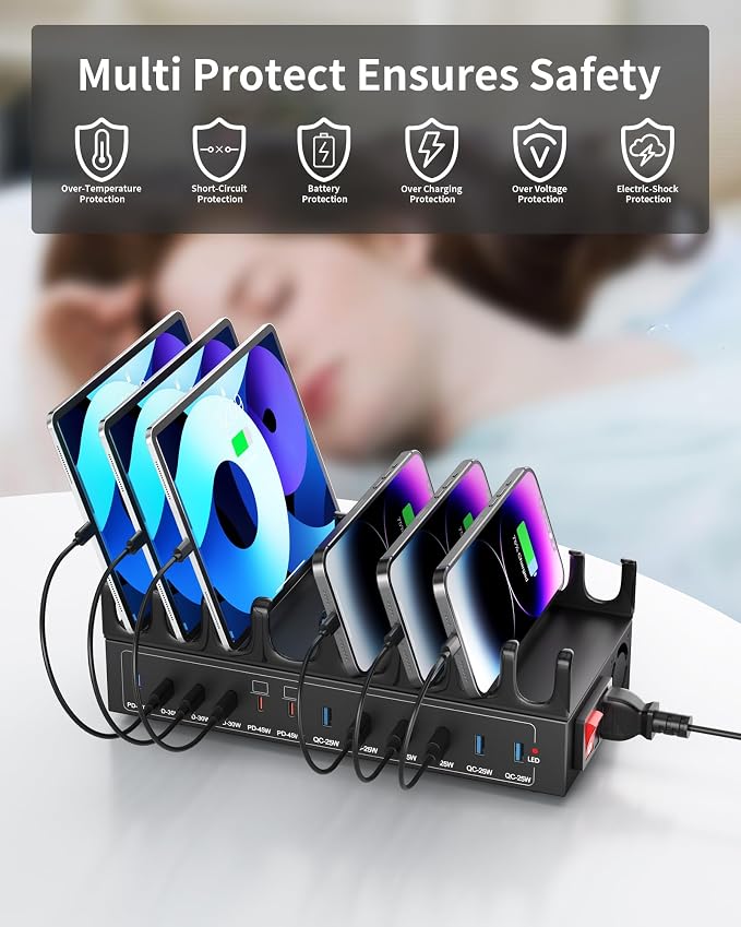 360W Charging Station for Multiple Devices, 12-Port USB C Charging Station - Image 6