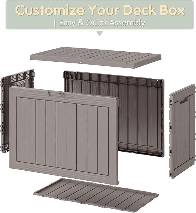 40 Gallon Outdoor Storage Deck Box Waterproof, Garden Tool, Backyard Cushion - Image 3