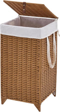 Laundry Hamper with Lid and Removable Liner Bag, Handwoven Rattan Clothes by LGENHOOMHandwovenNaturalWaterHyacinthBasket