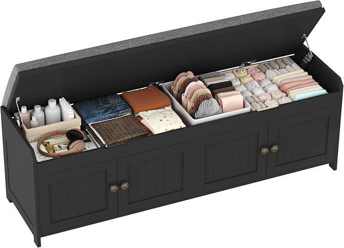 HOMEFORT 54.4" Shoe Bench with Lift Top Storage, Entryway Bench with Cushioned by HOMEFORT