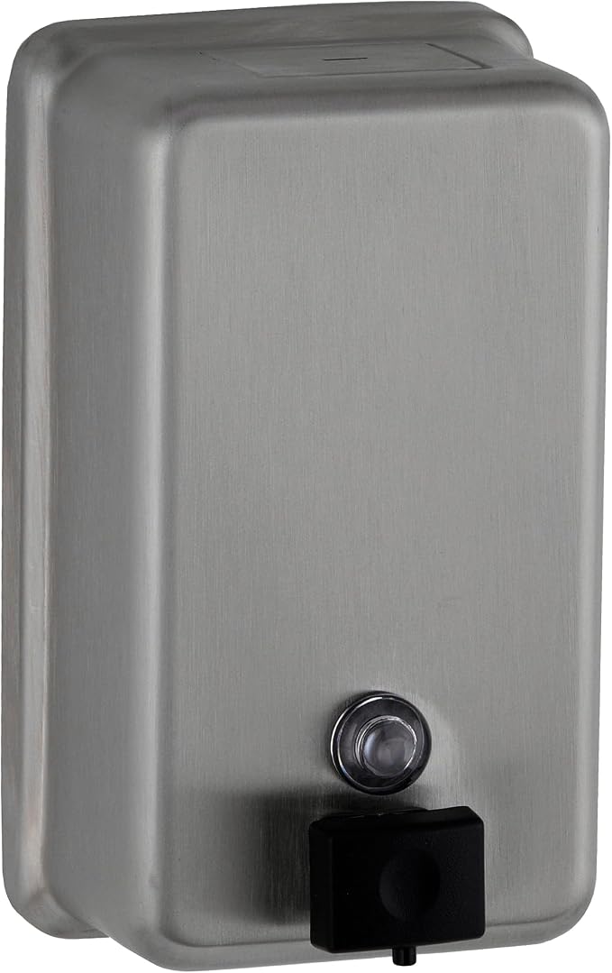Bobrick Surface-Mounted Soap Dispenser, Vertical Tank Satin-Finish Stainless by BOBRICK