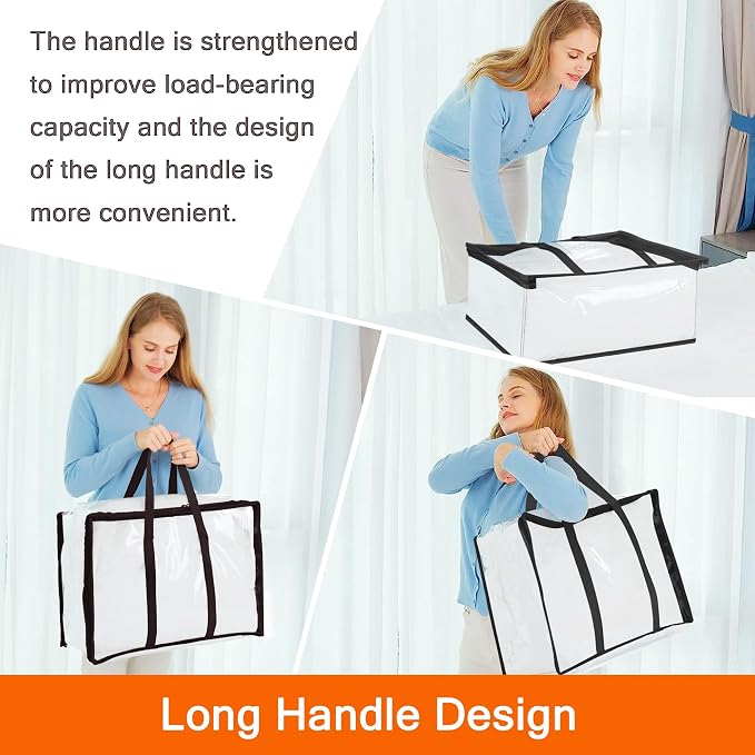 Vieshful 3 Pack 40L+60L+90L Clear Clothes Storage Bag, Zippered Closet Organizer - Image 6