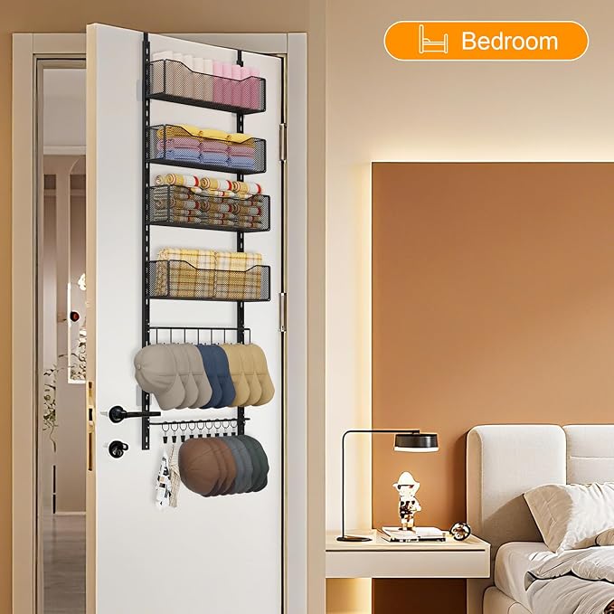 Over the Door Organizer, 2 in 1 Metal Hanging Closet Organizer & Hat Rack - Image 2
