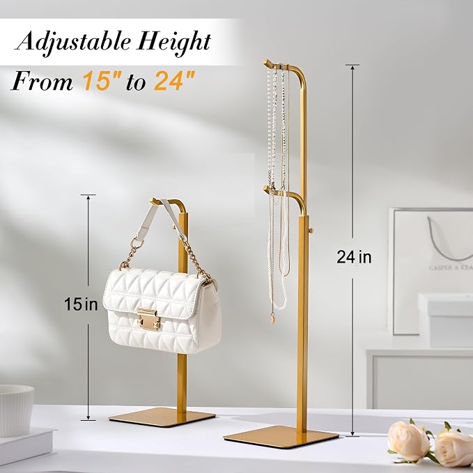 3 Pack Purse Holder Handbag Display Stand: Gold Hanger Rack - Image 5