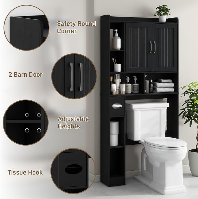 Vabches Over The Toilet Storage Cabinet, Farmhouse Storage Cabinet Over Toilet - Image 3