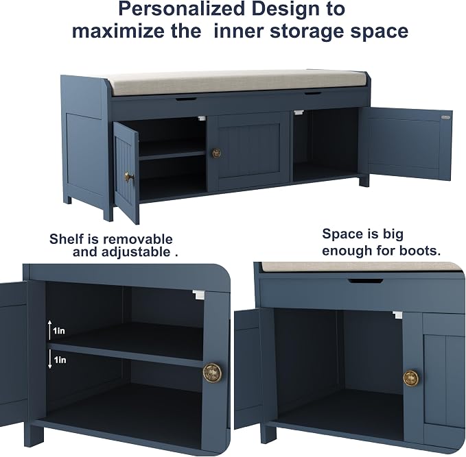 HOMEFORT 41.3" Shoe Bench with Lift Top Storage, Entryway Bench with Cushioned - Image 7