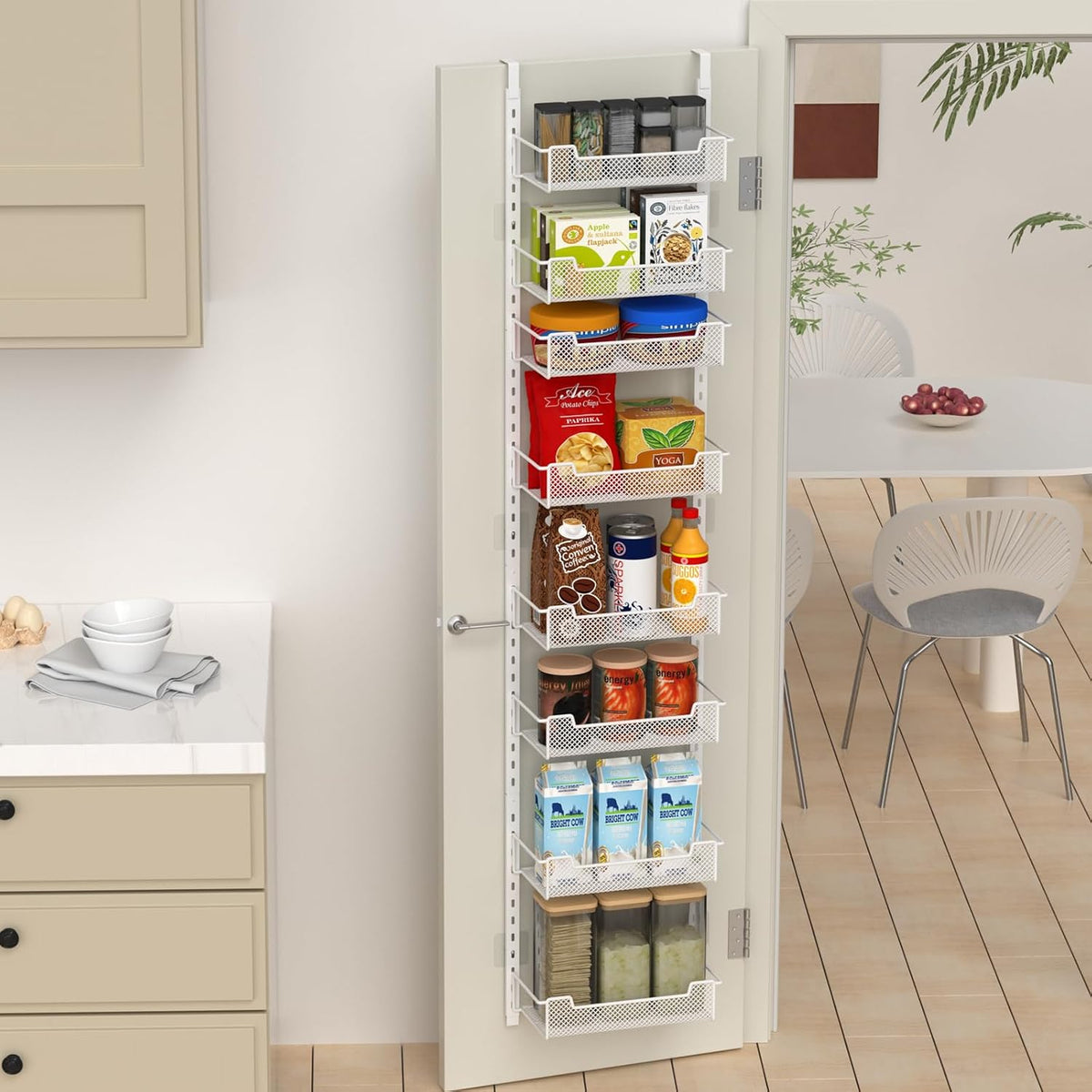 VyGrow 12.3" W Narrow Over the Door Pantry Organizer, 8-Tier Over the