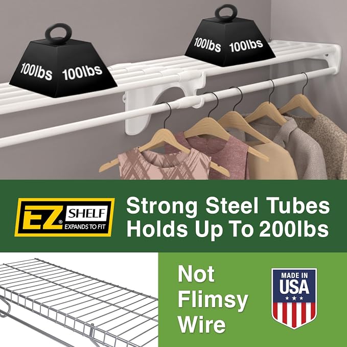 EZ Shelf - DIY Closet Organizer Kit - Expandable to 12.2 ft. of Hanging & Shelf - Image 3