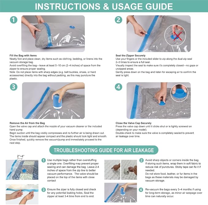8 Pack Travel Vacuum Storage Bags - Image 7