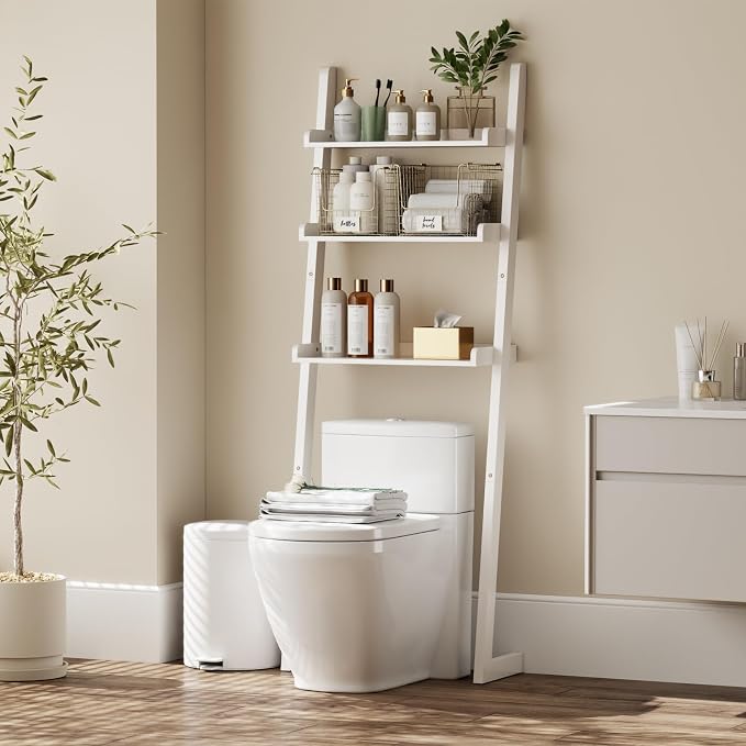 Over The Toilet Storage Shelf Wood, 3-Tier Above Toilet Organizer Rack by YQJJGL