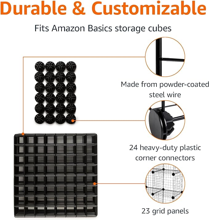 Amazon Basics Cube Wire Grid Stackable Storage Shelves, 12.6"D x 26"W x 38"H - Image 3