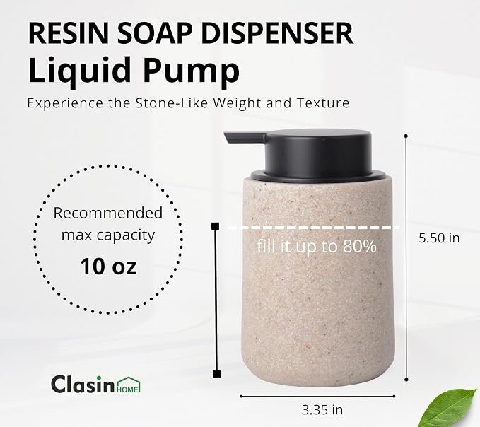 Beige Bathroom Accessories Set, Sandstone Look Soap Dispenser - Image 4