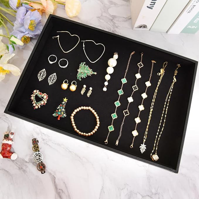 Velvet Jewelry Tray for Drawers Black Jewelrys Display Tray Stackable Jewelry - Image 5