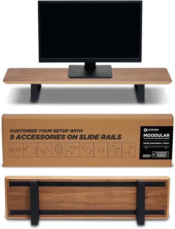 Moodular Wooden Monitor Stand 33.4” Desk Organizer by ULTRARM