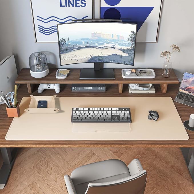 DAWNTREES Dual Sided Desk Mat, Leather Desk Pad, 47.2''x15.8'', Cork Desk Mat - Image 6