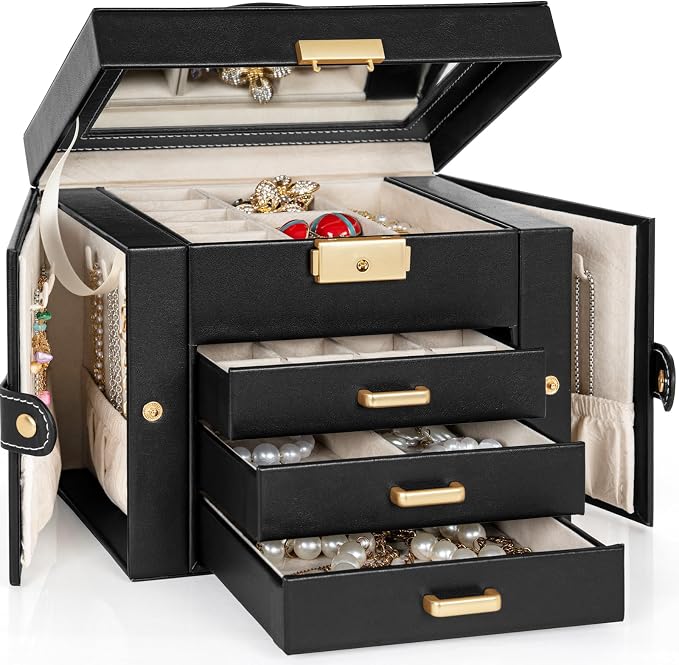 TORIBIO Jewelry Box for Women, Leather Jewelry Organizer by TORIBIO