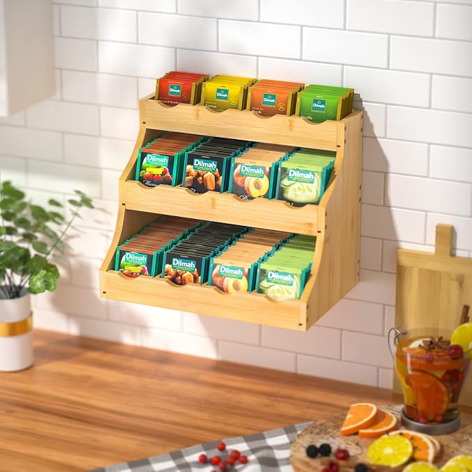 Bamboo Tea Bag Organizer, 3 Tier Vertical Tea Organizer, Tea Holder - Image 7