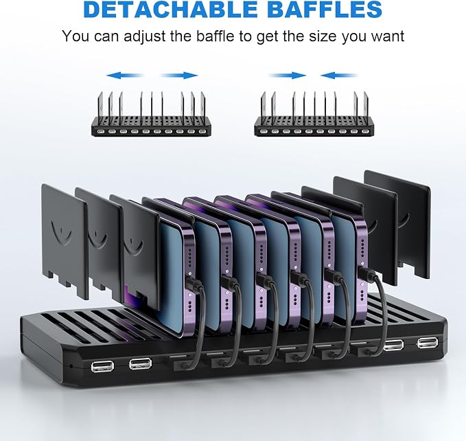 Charging Station for Multiple Devices, Cinlinso 60W 10 Port USB Fast Charging - Image 5