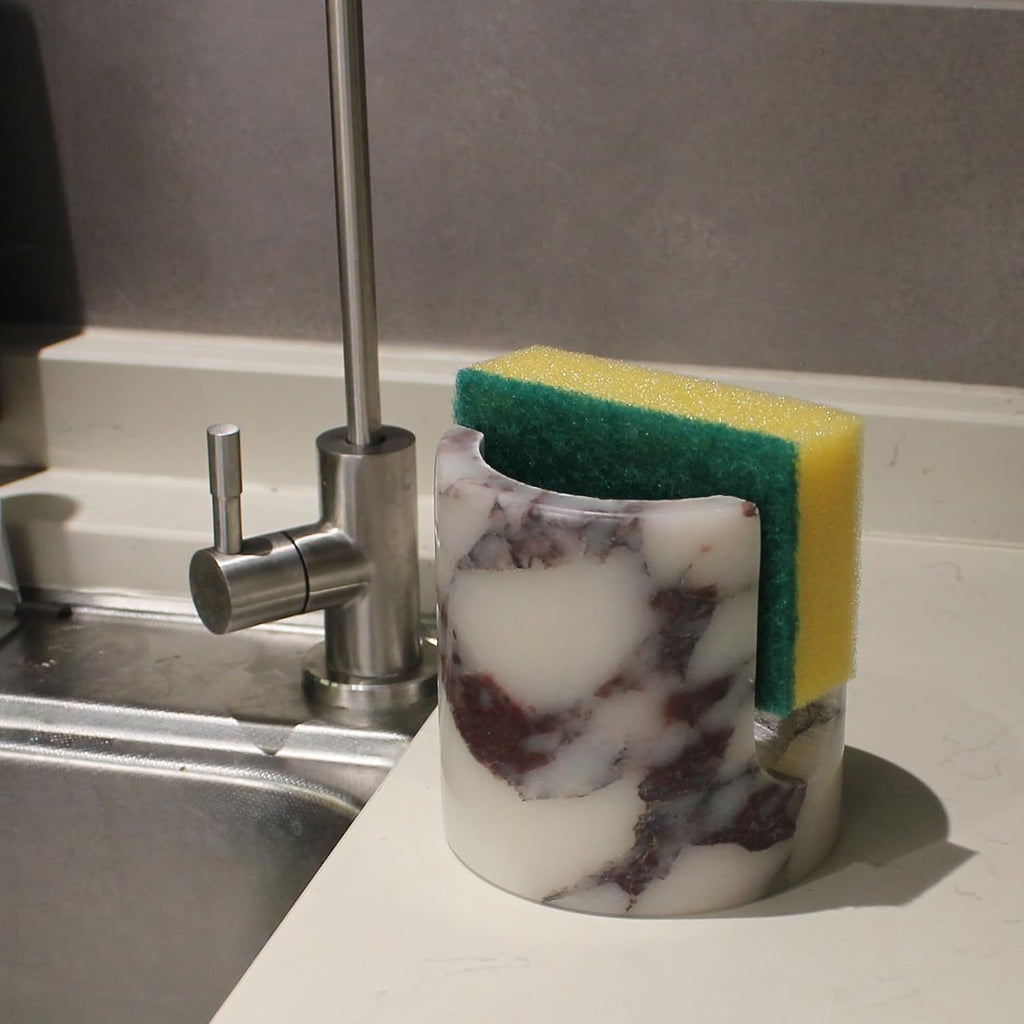 Natural Marble Travertine Sponge Holder for Kitchen Counter, Drying