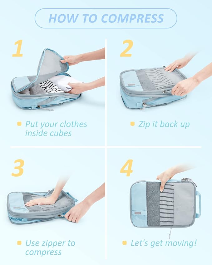 BAGSMART 6 Set /4 Set/2 Set Compression Packing Cubes - Image 6