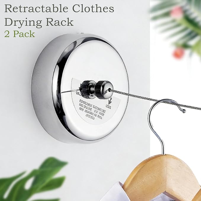 Heavy Duty Retractable Clothesline Indoor Outdoor 2-Pack of Stainless Steel - Image 3