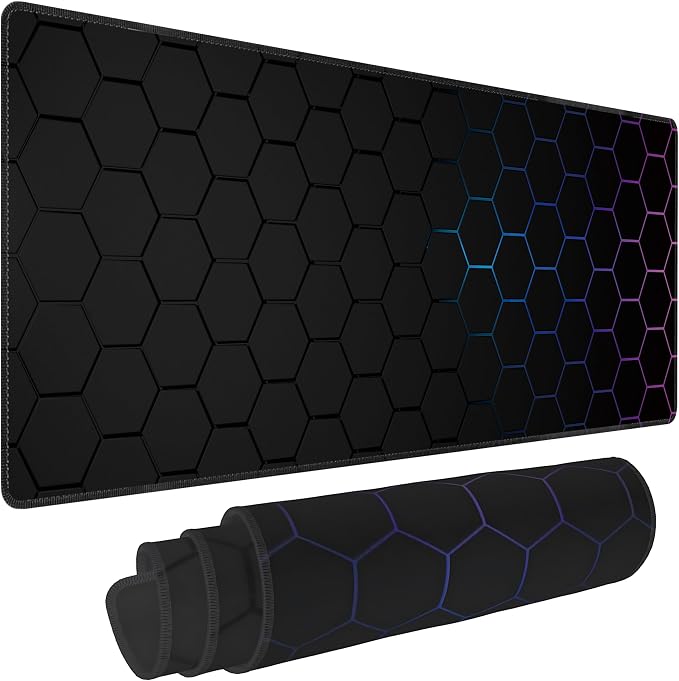 Hexagon Honeycomb Large Mouse Pad, Gaming Keyboard Desk Pad, Extended Mouse Mat by BAHDSISFA