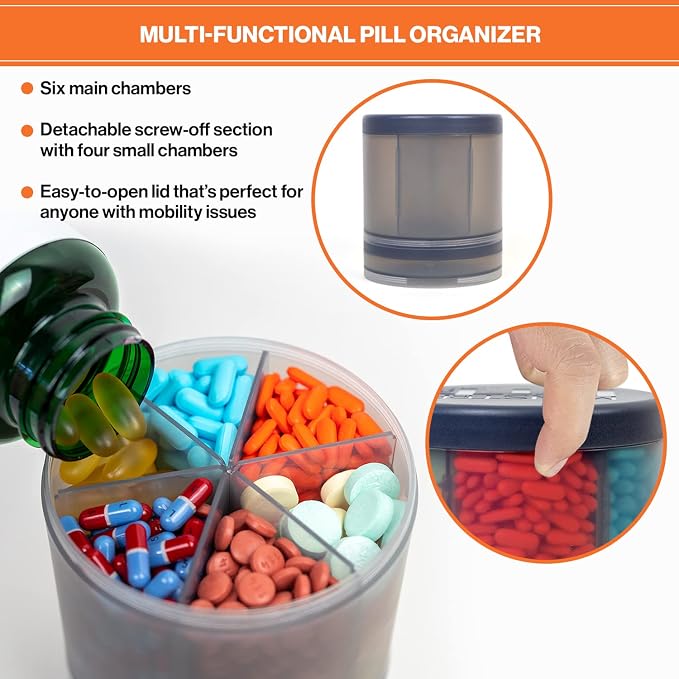 Monster Supplement Pill Dispenser, Medication, Portable Detachable Travel Med - Image 7