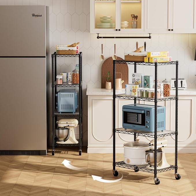 4 Tier Shelves Storage Shelf Wire Closet Bathroom Organizers Metal Pantry - Image 2