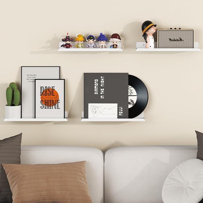 Lifewit Floating Shelves for Wall, 12 Pack White Acrylic Shelf 15" Room Decor - Image 2