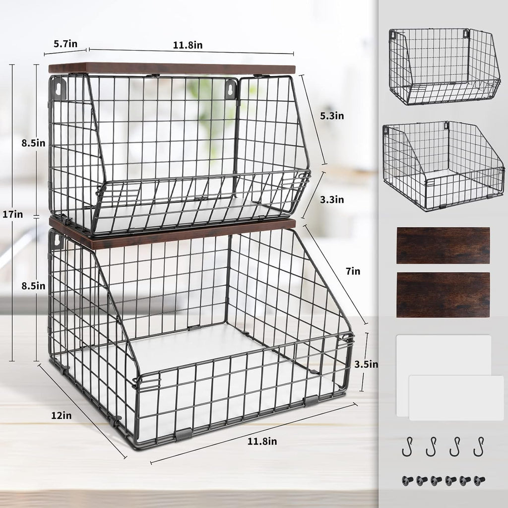 Mefirt Fruit Basket, Stackable Wall Mounted Fruit Baskets, Potato