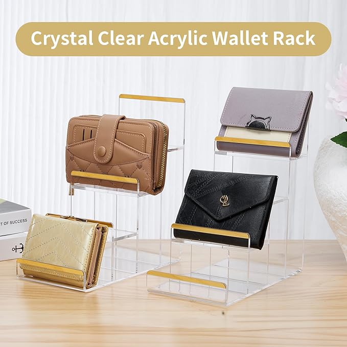Purse Display Stands, 2 Pack 4-Tier Acrylic Wallet Holder Risers Stand - Image 2