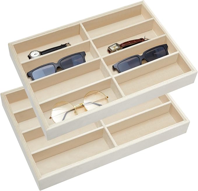 Amylove 2 Pcs Sunglass Organizer Trays Glasses Stackable Jewelry Trays Sunglass by Amylove
