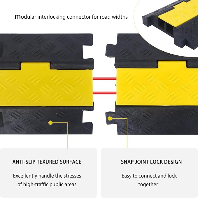 Cable Ramp Cable Protector Ramps Wire Hose Protective 2 Channel Traffic Rubber - Image 4