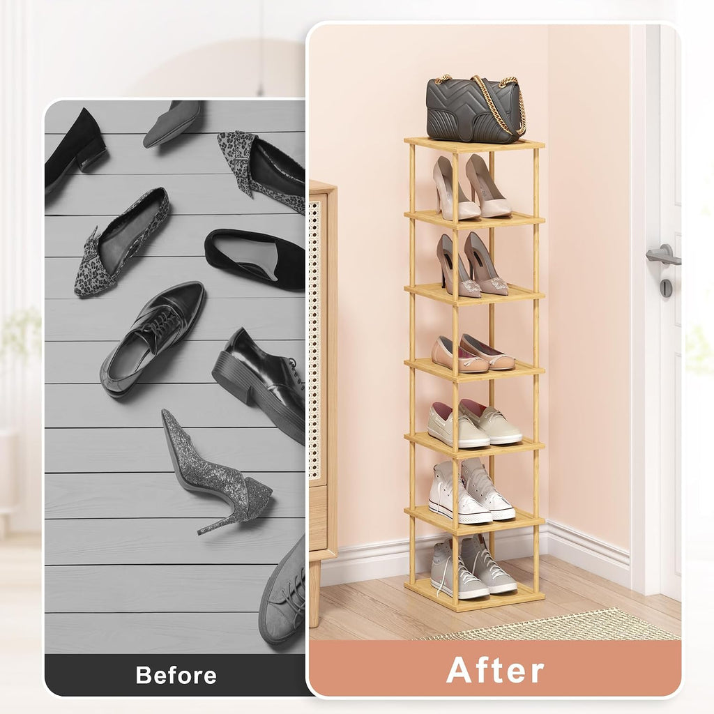 MHXW SXPN Bamboo Free Standing Shoe Rack Shelf Multi Tier Tall Wooden