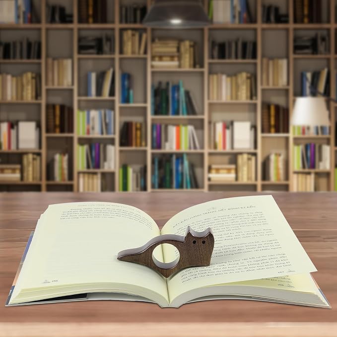 Cat Book Page Holder, Smooth Finish Walnut Wood Book Holder - Image 6