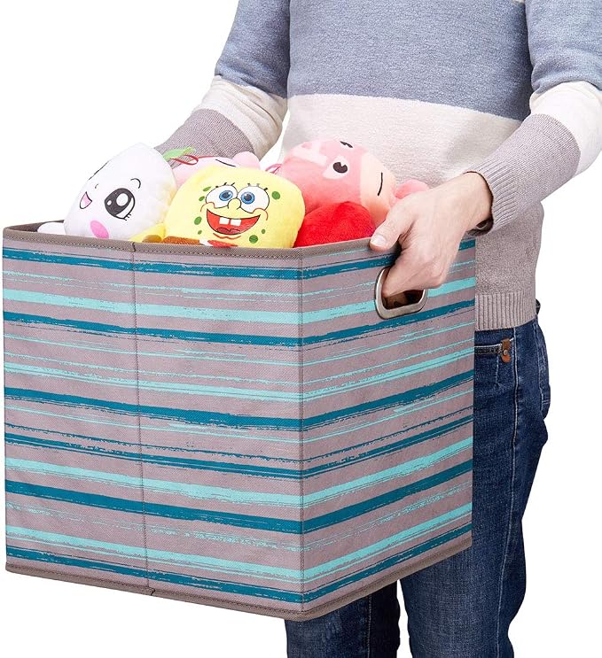 i BKGOO Cloth Storage Bins Set of 4 Thick Fabric Drawers Foldable Cubes Basket - Image 7
