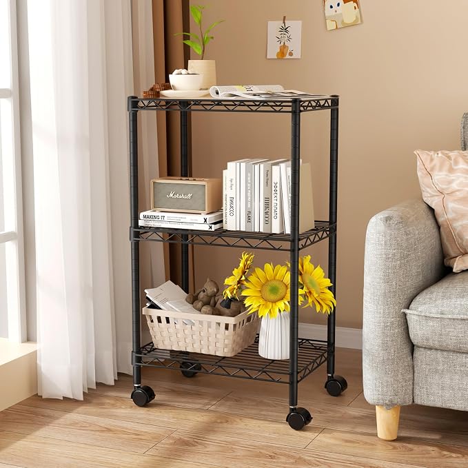 Small 3 Tier Shelves Storage Wire Shelving Unit Metal Shelf Adjustable - Image 7