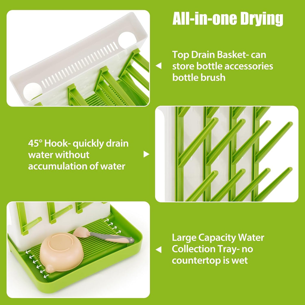 Baby Bottle Drying Rack, Space Saving Baby Bottle Organizer for