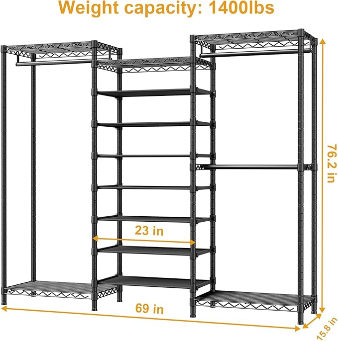 E16 Heavy Duty Clothing Rack（with 7-Tier Adjustable Shoe Rack） Freestanding - Image 2