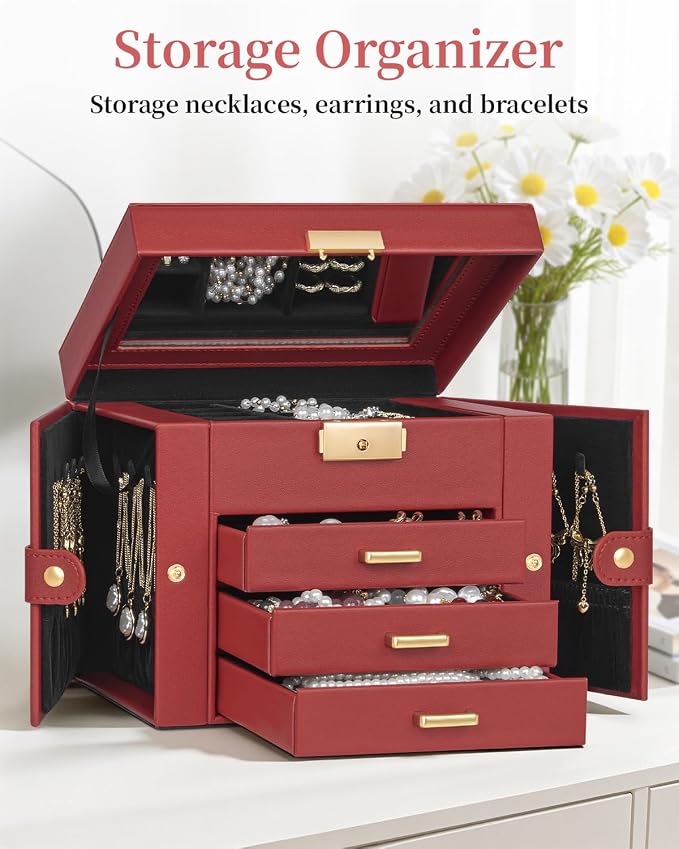 TORIBIO Jewelry Box for Women, Leather Jewelry Organizer - Image 2