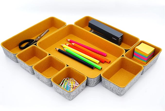 Welaxy desk drawer organizers tray felt storage bin - Image 3
