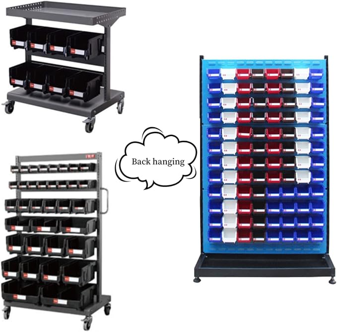 Storage Organizer Boxes, Wall Mount Storage Parts Rack, Stackable Shop Tool Bins - Image 7