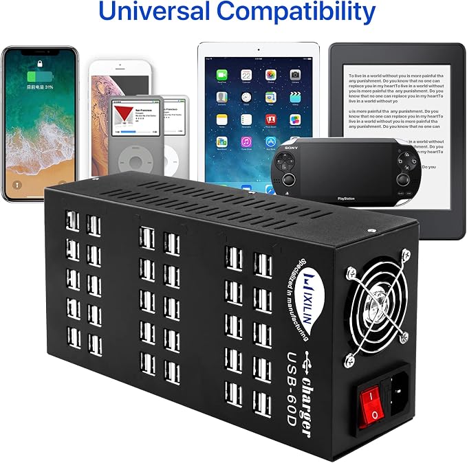 USB Charging Station, Cinlinso 60 Port 300W/60A, Intelligent Protection - Image 4
