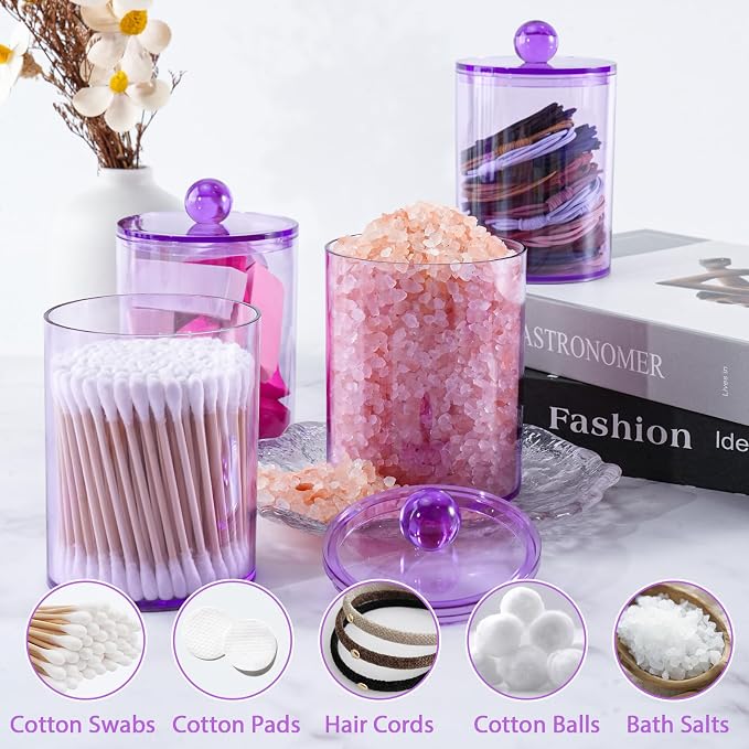 6 Pack Qtip Holder, Canister Apothecary Jar Set, Bathroom Jars - Image 4