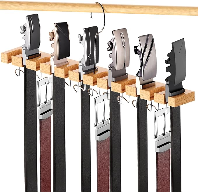 Belt Hanger for Closet Max 42 Belts, 2-in-1 Wall Mount Belt Organizer by Cuipingoo