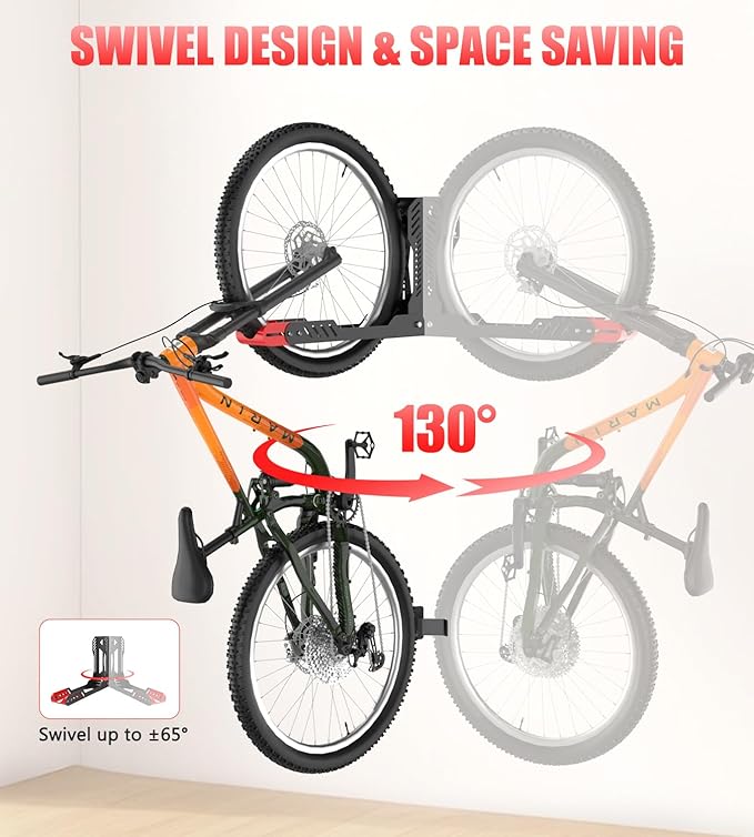 Swivel Bike Wall Mount, Space Saving Bike Rack Garage, No Heavy Lifting - Image 3