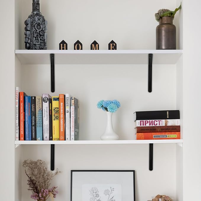 8 Pack L16 x H 10" Black Heavy Duty Shelf Brackets - Image 6