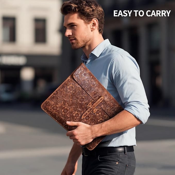 Genuine Leather Laptop Sleeve, Compatible - Image 6