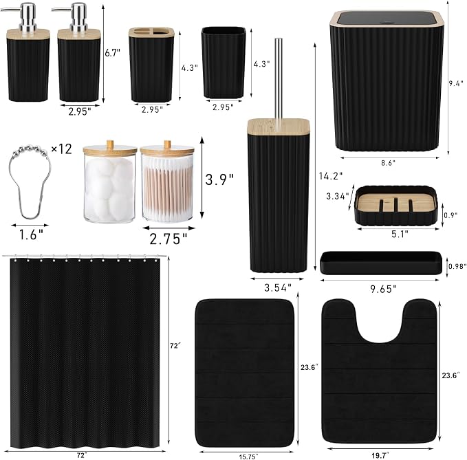 Bathroom Set - 25PC Black Bathroom Set - Image 4