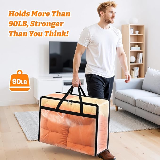 BlissTotes 8 Pack Clear Clothes Storage Bags, Moving Bags, Foldable Blanket - Image 4